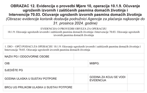 DOSTAVA OBRASCA 12 U APPRRR DO 31.12.2024.